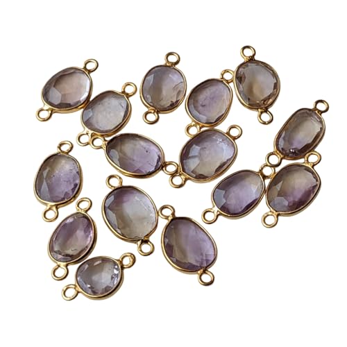 Connecteurs amétrine double boucle argent 925 doré 14-16mm pour bijoux DIY