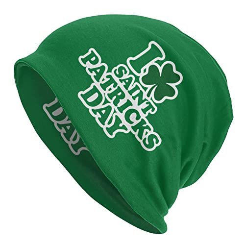 I Love St Patrick's Day Gorros de Punto de Invierno para Hombres y Mujeres Gorros de Calavera Suaves y cálidos para Clima frío