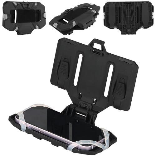 Gunyoo Porte-plaque de téléphone tactique, gilet universel Molle Porte-téléphone, Panneau de navigation de poitrine pliable à fermeture rapide Utilitaire pour taille d'écran 4,7"-6,7 (Noir)