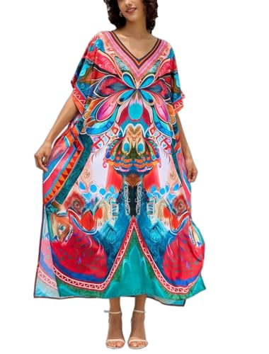 Image of NFVNKJ Women's Plus Size Beach Lounge Kaftan Maxi Dress Swimsuit Coverup for Women