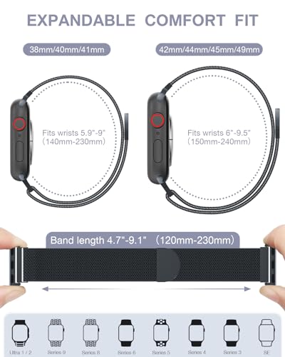 Image of Original Stainless Steel Milanese Loop Compatible with Apple Watch Band 38mm 40mm 41mm 42mm 44mm 45mm 46mm 49mm, Magnetic Clasp Band for iWatch Series 11 10 9 8 7 6 5 4, SE 3 2 1 Ultra3 2, Women & Men