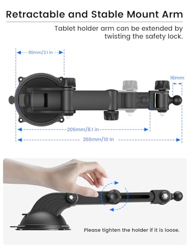 Support tablette voiture télescopique orientable 360 pour pare-brise - 7