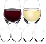 [6-Pack,18 Oz]DESIGN·MASTER- Classic Stemless Wine Glasses, Drinking Glasses, Ideal for Red and White Wine, Cocktail, Juice, Water, Kitchen Glassware, Beach, Wedding and Party Gifts