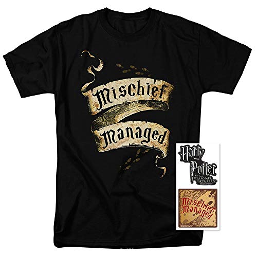 Popfunk Harry Potter Mischief Managed Marauder's Map T Shirt & Stickers (Medium) Black