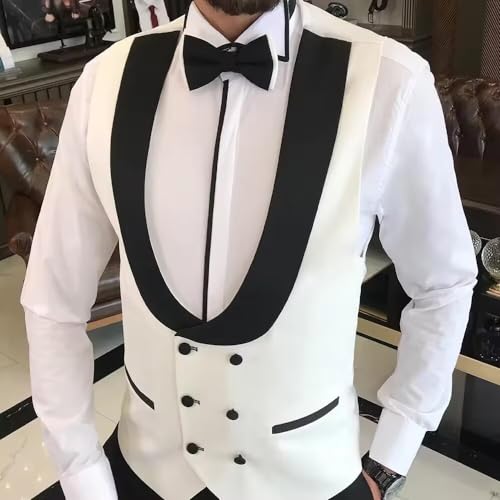 Men's 3 Piece Suit Slim Fit Wedding Tuxedo Set,Peak Lapel One Button Suit Jacket,Double Breasted Vest Pants4