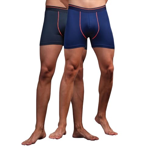 Image of TECHNOSPORT Men's Colorblock Trunks Underwear with ElastoLITE 4 Way Stretch Lightweight Breathable Moisture Wicking Soft Anti Odour Anti Microbial Comfort Fit Boxer Briefs Innerwear for Men