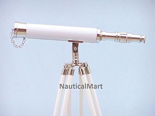 Nauticalmart Floor Standing Chrome Leather Harbor Master Telescope 50"