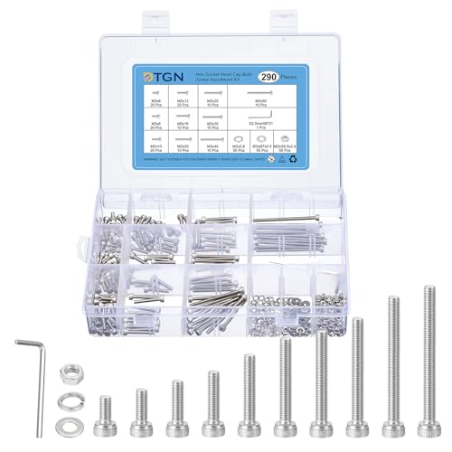 DTGN 290Pcs M3 Metric Screw Assortment, Bolts and Nuts Kit