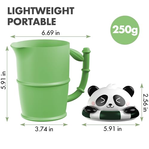 Image of Baby Bath Rinse Cup with Panda Bath Toy for Rinsing Hair, Wide Curved Opening Gentle Waterfall Rinser with Easy Grip Handle to Toddler Tear-Free (32OZ)