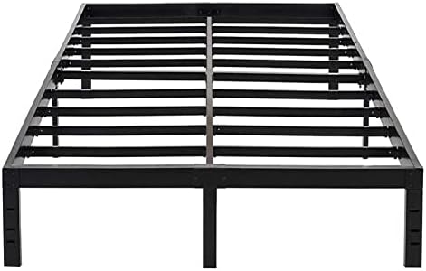OmiNight Full Size Bed Frame,14 inches Heavy Duty 3500lbs Metal Platform No Box Spring Needed,Sturdy Bed Frame Full Steel Slat Support Non Slip,Black F