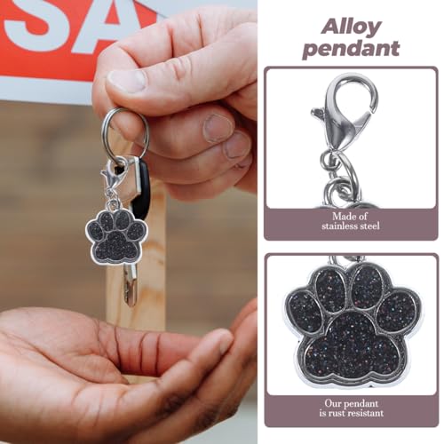 Milisten 10 Stück Katze Hund Pfote Emaille Charms Anhänger mit Karabiner Schlüsselkette Glitzer Schmuck Erkenntnisse für DIY Schmuck Herstellung Halskette Armband