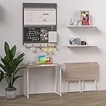 4NM 31.5" Folding Desk, Simple Assembly Computer Desk Study Writing Table for Small Space Offices/Home - Natural and White - Image 2