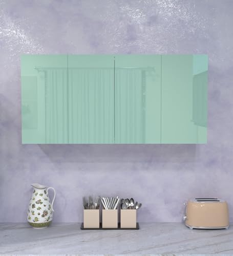 Image of SPECIALITY PANELS 4 Door Wall Cabinet with UV Profile Shutter | Wall Mounted Storage Cabinet for Kitchen Bathroom Living Room | Wooden Wall Cabinet Organizer Mint Finish DIY Assembly