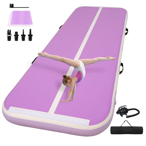 Tumble Track, Inflatable Tumbling Mat,Tumble Track Mats for Gymnastics, and Tumble Track with 8 Inches Thickness for Home, Training, Cheerleading, Yoga, Water with Pump (Purple, 10ft×3.3ft×4inch(3x1x0.1m))
