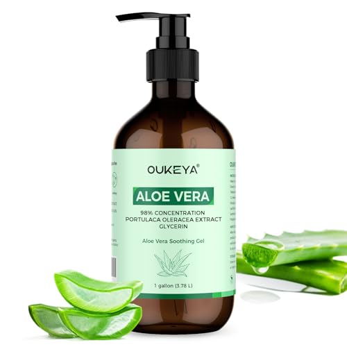 OUKEYA Aloe Vera Puro Gel 500ml + 2% Niacinamida, Para Cara, Cuerpo y Cabello, Para Quemaduras Solares, Rojeces y Piel Seca, Calma, Refuerza La Barrera Cutánea y Dermatológicamente Testado