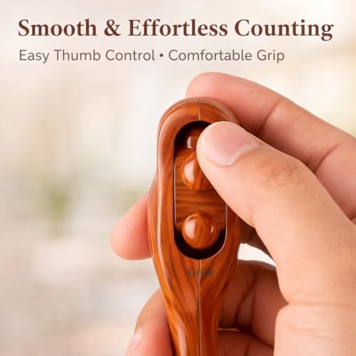 Image of PulGos 𝐏𝐚𝐜𝐤 𝐨𝐟 𝟐 Wooden Tally Counter for Chanting Mantra | Digital Counter for Naam Jap, Meditation, Prayer & Pooja | Smooth Click & 𝐀𝐜𝐜𝐮𝐫𝐚𝐭𝐞 Counting Machine for Jap Mala & Umpire Use