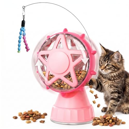PETVENTURE Interactive Cat Toy Ferris Wheel Treat Dispenser - Slow Feeder Puzzle Toy with Strong Suction Cup & Teaser Wand - Mental Stimulation Enrichment Toys for Indoor Cats & Kittens by PETVENTURE - Used condition - US$8.99