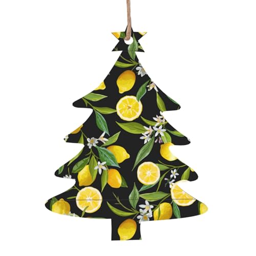 Adornos de madera con estampado de limón amarillo para manualidades, decoración de árbol de Navidad, ángeles, campanas