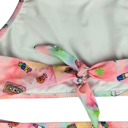 Biquíni Juvenil Infantil Colorido Estampado Cropped Lateral Larga (BR, Numérico, 14, Rosa)