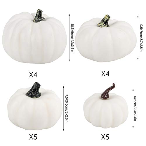 image for COCOBOO 18pcs Assorted Sizes Artificial White Pumpkins Set for Hallowe