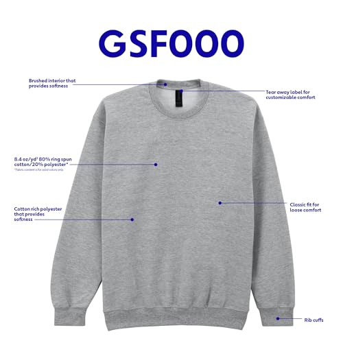 Gildan Unisex Adult Softstyle Crewneck Sweatshirt, Style Gsf000 Athletic-sweatshirts, Dark Heather, Medium US