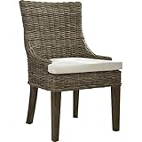 Pemberly Row Alfresco Wicker 2 Pc. Dining Chair Set in Kubu Gray