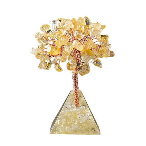 Árbol de Amatista, Feng Shui Bonsai Árbol del Dinero, Piedra Cristalina Curativa Natural, Decoración de la Vida, Regalos de Cristal para Mujeres, Decoración de la Oficina en Casa (Citrino)