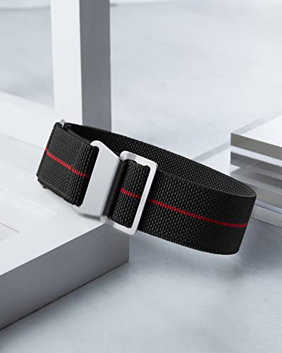 Image of BINLUN Elastic Nylon Watch Band 18mm 20mm 22mm Marine Nationale Fabric Military Parachute Replacement Watch Strap Men Women Silver & Black Buckle - Upgraded Hook-and-Loop Buckle