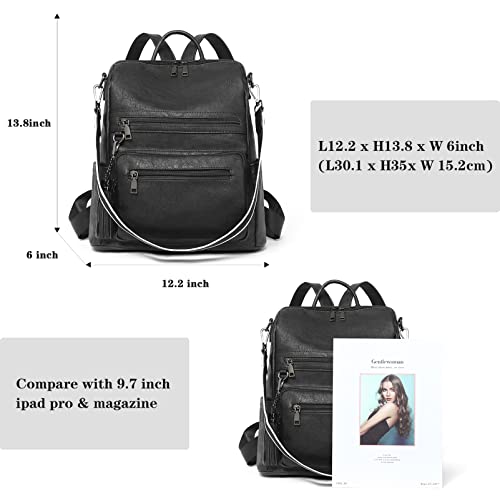 Image of BROMEN Backpack Purse Leathe Backpack for Women Anti-theft Bookbag Purse Fashion Shoulder Handbag Backpack Women