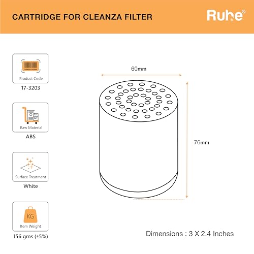 Image of Ruhe Cleanza Universal Water Filter Cartridge for Tap & Shower | Pack of 2 | Multi-Stage Filtration for Chlorine, Impurities and Hard Water Reduction