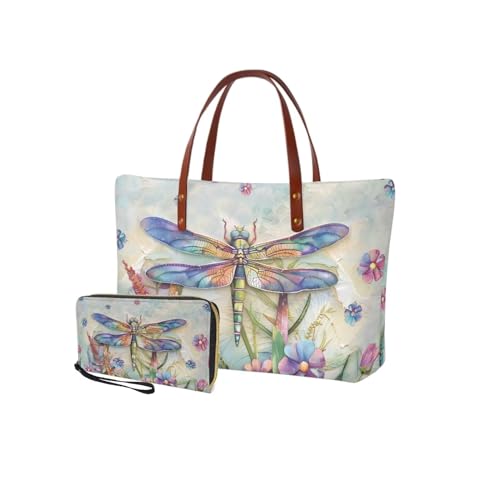 Image of 2 PCS Purse and Wallet Set for Women, Lightweight Large Top Handle Purse with PU Wallet for Work Party Shopping