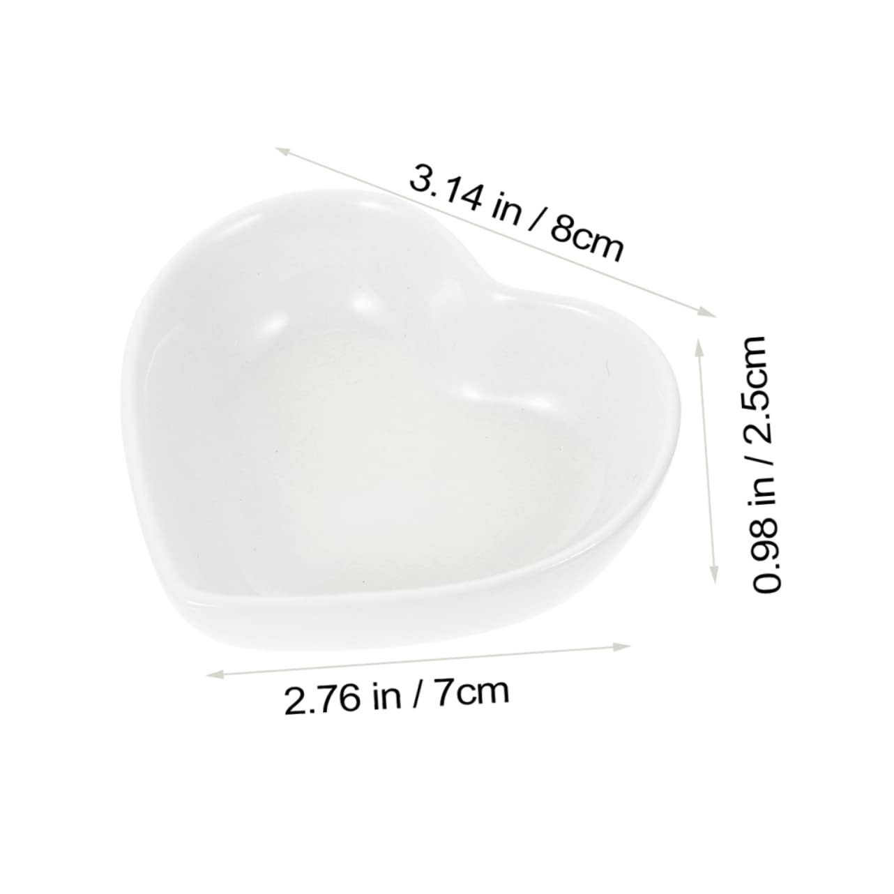 Unomor 10pcs Ceramic Heart Plate Foam Play Mat Appetizer Dip Bowls Heart Shape Plates Small Dipping Bowls Candy Nut Serving Platters Soy Sauce Dish Seasoning Dish Ceramics White re-usable
