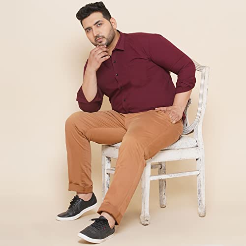 Image of JOHN PRIDE Plus Size Men Regular Fit Long Sleeves Solid Maroon Casual Shirt (EJPSF45220C Maroon)