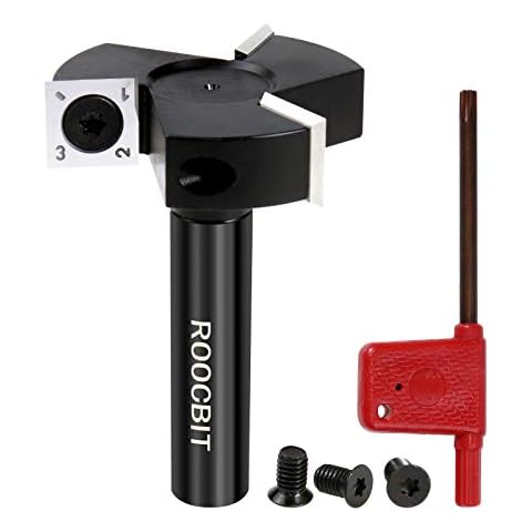 CNC Spoilboard Surfacing Router Bit, 1/2" Shank 2” Cutting Dia Insert Carbide Slab Flattening Grooving T-Slotting Woodworking Milling Cutter Tools by ROOCBIT Cover
