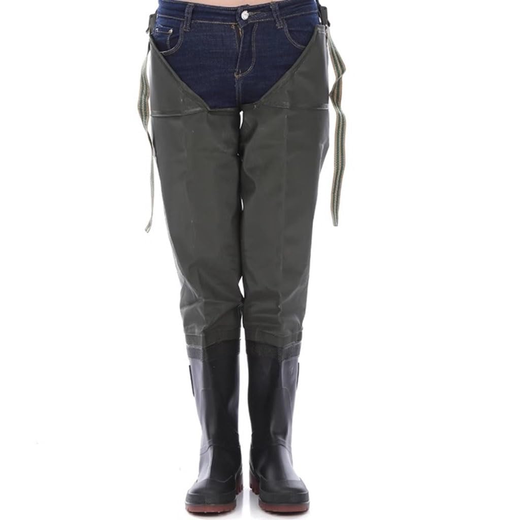 Stivali A Coscia da Pesca Stivali da Pesca Impermeabili in PVC, Stivali da trampoliere Alti 80 cm, con Fibbia Regolabile e Suola Oxford Resistente all'Usura
