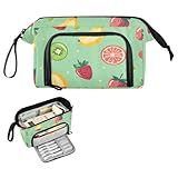 Reiacy Grande trousse à crayons Fruits Banana Strawberries - Grande capacité avec poignée - Pour filles, garçons et femmes, idéale pour les voyages, l'école, le bureau