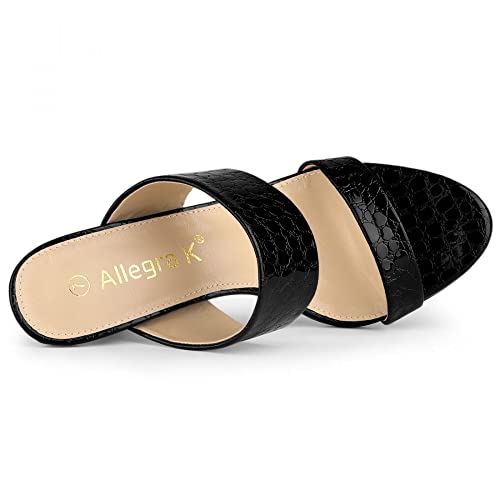 Allegra K Women's Open Toe Stiletto Heel Slide Heels Black Sandals - 9 M US