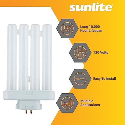 Sunlite 40531 Fml27/65K/2Pk Quad Tube Plug-In Compact Fluorescent Lamp, Fml 4-Pin, 27 Watts, 1500 Lumens, 6500K Daylight, 4-Pin (Gx10Q4) Base, 120 Volts, 2 Pack #TOP2