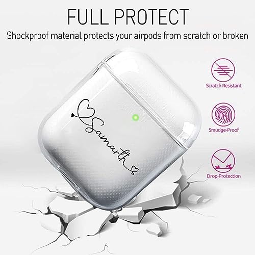 Image of MITZVAH Custom Name Personalised Airpod 2 Case for Airpods 1st and Airpod 2nd Generation Case Cover, Customized Airpods 2 Transparent case with Keychain (Heart Before Name-Black)