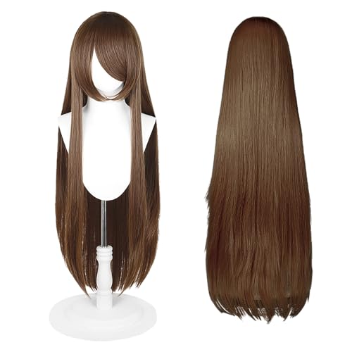 Perruque marron châtain longue 100 cm pour changer de look facilement
