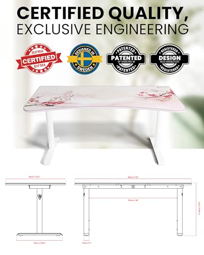 Image of Arozzi Arena Special Edition Ultrawide Curved Gaming and Office Desk with Full Surface Water Resistant Desk Mat Custom Monitor Mount Cable Management Cut Outs - Sakura