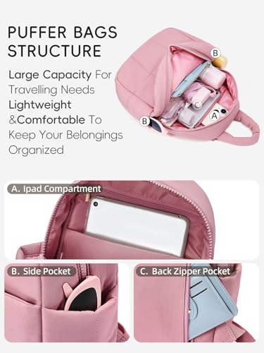 Image of WESTBRONCO Mini Backpack for Women Nylon Small Fashion Backpacks Purse Puffer Lightweight Backpacks for Travel, Shopping, Daily