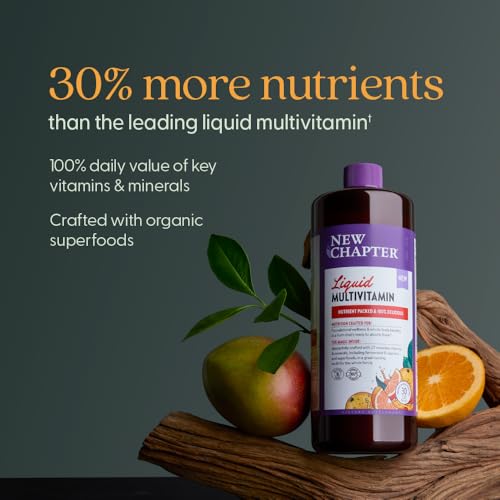 Image of New Chapter Liquid Multivitamin + Mineral Supplement - Whole-Body Support for Adults, Teens & Kids 2+* - 22 Essential Vitamins & Minerals - Ready to Absorb Faster - Orange Mango Flavored - 30 oz