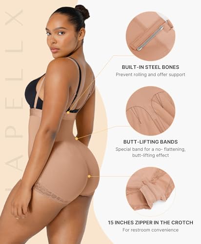 Image of SHAPELLX Fajas Colombianas Shapewear for Women Tummy Control Postpartum Body Shaper Butt Lifting Open Bust Bodysuit