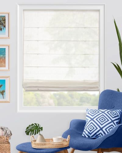 Chicology Cordless Roman Window Shade, Pacific White, 47" W x 64" H