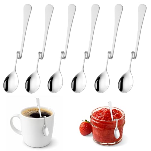 Lot de 6 cuillères à latte macchiato, cuillères à confiture, cuillères à latte macchiato, yaourt, cocktail, acier inoxydable poli, passent au lave-vaisselle, sans nickel