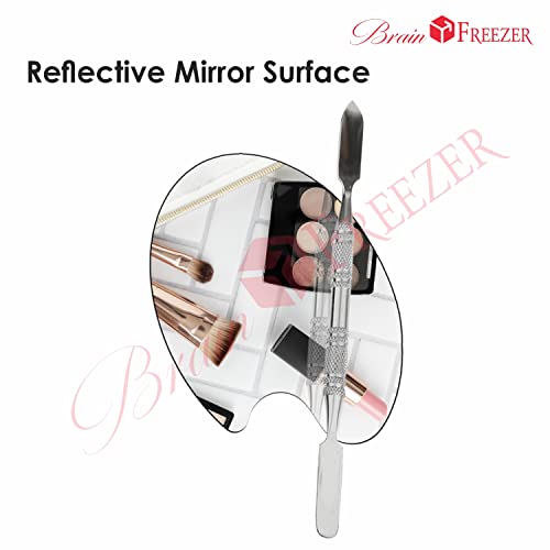 Image of Brain Freezer Shiny Makeup Palette with Stainless Steel Oval Shape Spatula, Silver 100 g