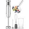 Zulay Kitchen 4-in-1 Immersion Blender 800W Hand Blender Set with Whisk, Milk Frother & 600ml Cup, 12-Speed Stick Blender with Turbo Mode for Soups, Smoothies, Sauces, Purees & Baby Food (Gray)