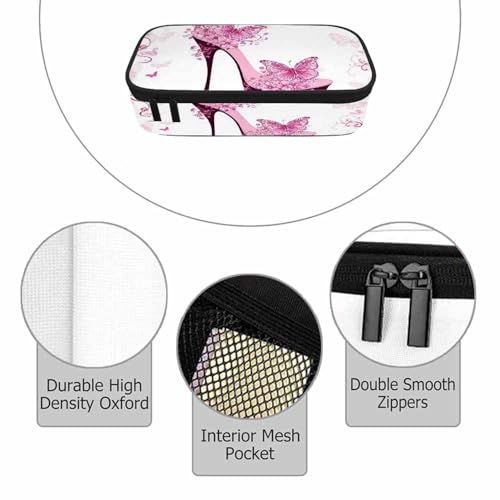 Image of High Heel Pencil Case Organizer Sexy Shoes Butterflies Flower Pink Stationery Box Makeup Box School Supply for Boy Girl Men Women