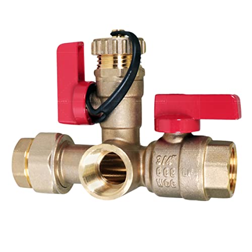 Image of Midline Valve GUHW-JTP56-U-MG-5 Tankless Water Heater Kit- Set of 2 Heavy Duty Hot and Cold Isolation Valves with Cleanouts, Forged Brass, 3 /4 in. FIP (5 Pack)